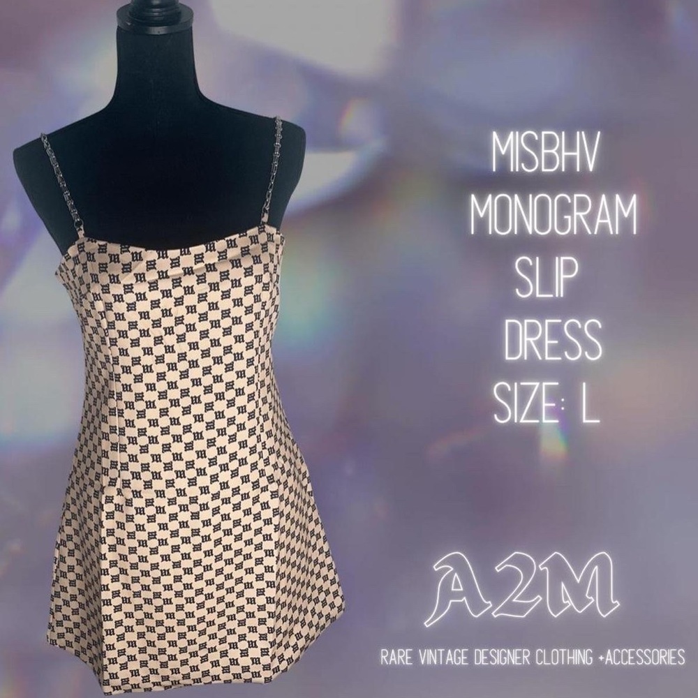 Misbhv Cream Monogram Slip Dress Size L
